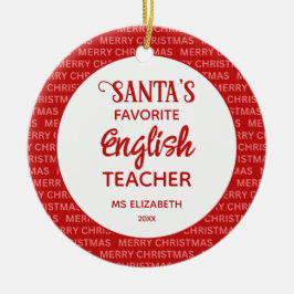 Moderne Typografie Englischlehrerin Weihnachten Ro Keramik Ornament