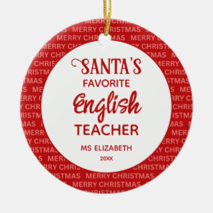 Moderne Typografie Englischlehrerin Weihnachten Ro Keramik Ornament