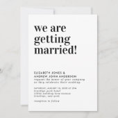 Moderne Typografie Erlangung einer Hochzeit im Fot Einladung (Vorderseite)