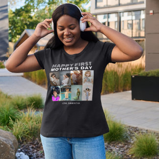 Moderne Typografie Erster Muttertag FotoCollage T-Shirt