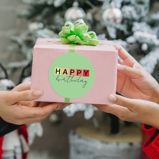 Moderne Typografie Extravagantes Drehbuch Happy Bi Runder Aufkleber