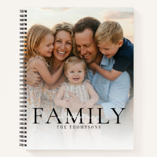 Moderne Typografie Familienname Erinnerungsfoto-Ge Notizblock