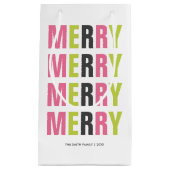 Moderne Typografie farbenfrohe Weihnachten Kleine Geschenktüte (Vorderseite)