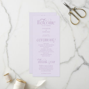 Moderne Typografie Flieder Hochzeitsprogramm Programm