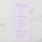 Moderne Typografie Flieder Hochzeitsprogramm Programm (Vorderseite)