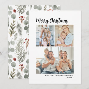 Moderne Typografie Foliage Multi Foto Weihnachten