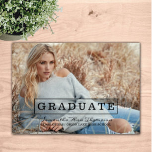 Moderne Typografie Foto Abschluss Einladung   Schw