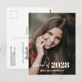 Moderne Typografie Foto Abschlussfeier Postkarte (Vorne/Hinten)