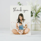 Moderne Typografie Foto Babydusche Danke (Stehend Vorderseite)