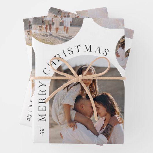 Moderne Typografie-Foto-Collage Weihnachten Geschenkpapier Set (Beispiel)