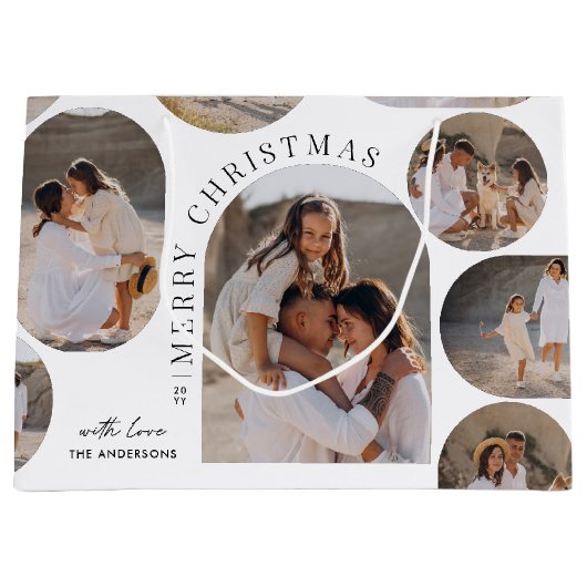 Moderne Typografie-Foto-Collage Weihnachten Große Geschenktüte (Vorderseite)
