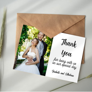 Moderne Typografie-Foto-Dankeskarten zur Hochzeit Mitteilungskarte