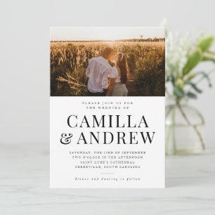 Moderne Typografie Foto Elegante Hochzeit Einladung