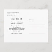 Moderne Typografie Foto Gold Schwarzer Abschluss Ankündigungspostkarte (Rückseite)