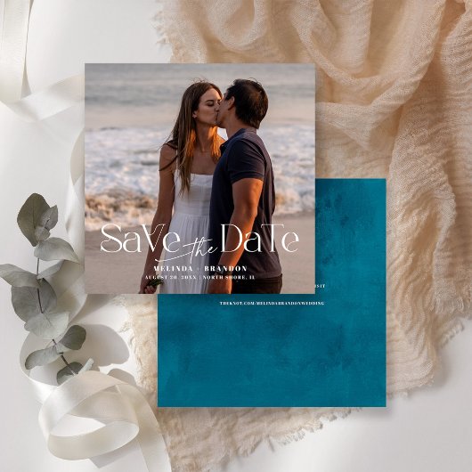 Moderne Typografie-Foto Hochzeit Einladung