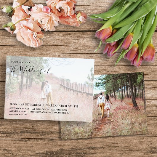 Moderne Typografie Foto Hochzeit Einladung
