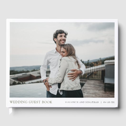 Moderne Typografie-Foto Hochzeit Gästebuch (Vorderseite)