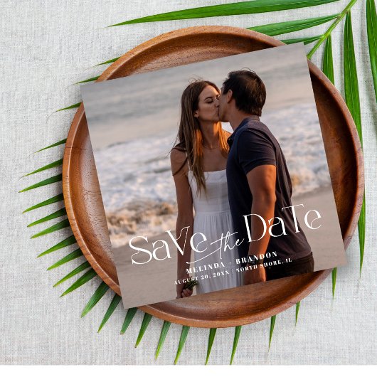 Moderne Typografie-Foto Hochzeit Magneteinladung