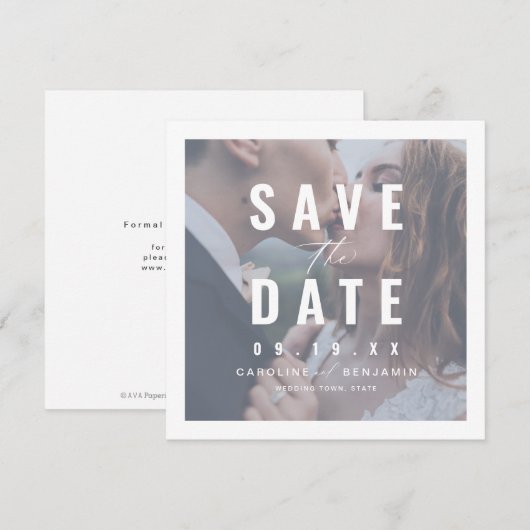 Moderne Typografie Foto Hochzeit speichern das Dat Save The Date (Vorne/Hinten)