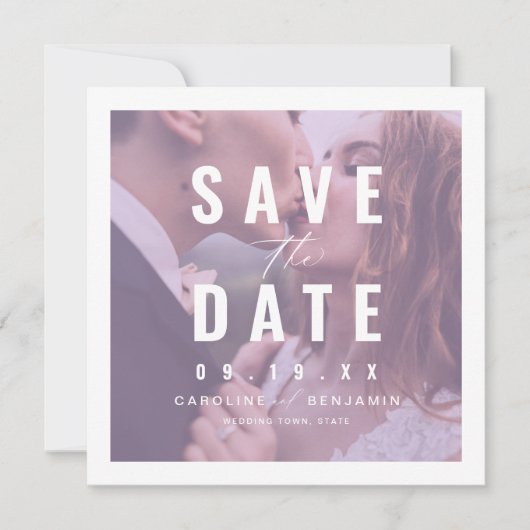 Moderne Typografie Foto Hochzeit speichern das Dat Save The Date (Vorderseite)