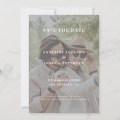 Moderne Typografie-Foto-Overlay-Hochzeit Save The Date (Rückseite)