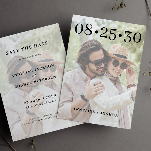 Moderne Typografie-Foto-Overlay-Hochzeit Save The Date