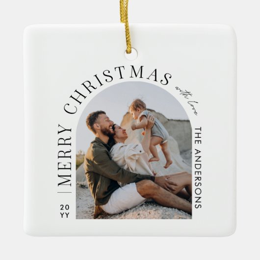 Moderne Typografie - Foto Weihnachten Keramikornament (Vorderseite)