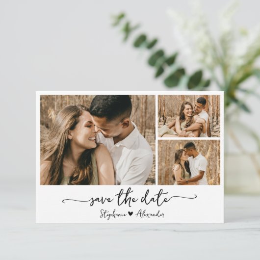 Moderne Typografie-Fotocollage Save The Date (Stehend Vorderseite)