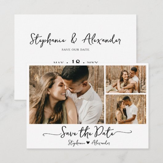 Moderne Typografie-Fotocollage Save The Date (Vorne/Hinten)