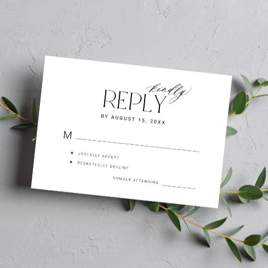 Moderne Typografie freundlich antworten Hochzeit RSVP Karte