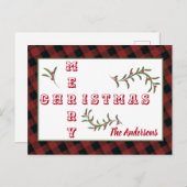 Moderne Typografie Frohe Weihnachten kariert (Vorne/Hinten)