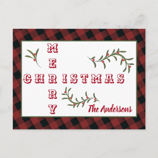 Moderne Typografie Frohe Weihnachten kariert (Vorderseite)