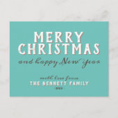 Moderne Typografie frohe Weihnachten - Neues Jahr Postkarte (Vorderseite)