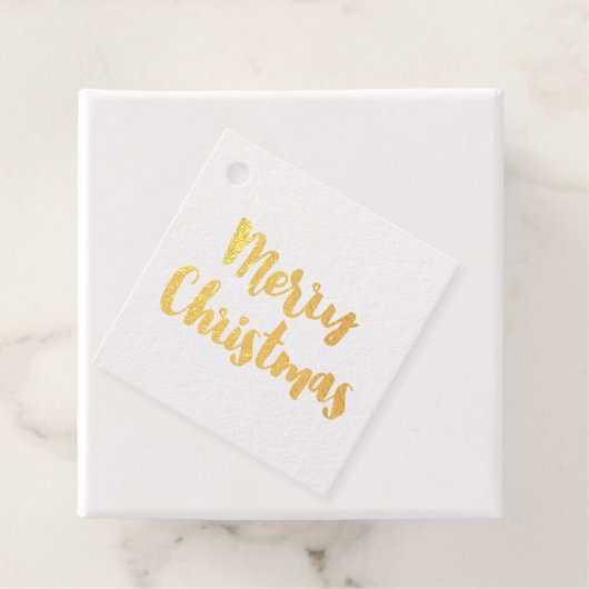 Moderne Typografie Frohe Weihnachten reale Goldfol Geschenkanhänger (Mit Box)