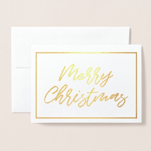 Moderne Typografie Frohe Weihnachtsgold Foto Folienkarte (Vorderseite mit Umschlag)