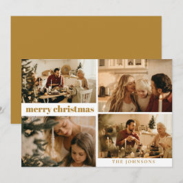 Moderne Typografie Frohe Weihnachtsmustard Gold Feiertagskarte