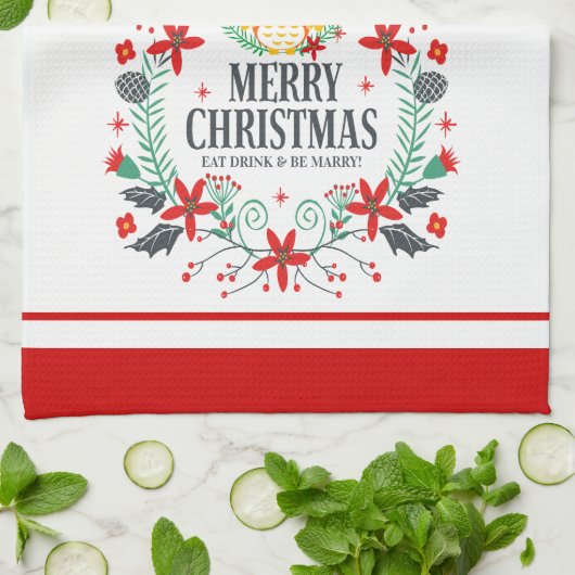 Moderne Typografie Frohe Weihnachtsschüssel Küchentuch (Gefaltet)