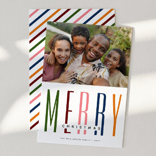 Moderne Typografie 'FROHES' Weihnachtsfoto Feiertagskarte