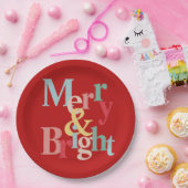 Moderne Typografie fröhlich und hell rot Pappteller (Party)