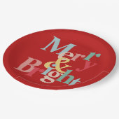 Moderne Typografie fröhlich und hell rot Pappteller (Schrägansicht)