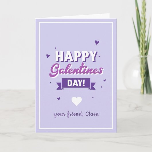 Moderne Typografie Galentine's Day Friend Lila Karte (Vorderseite)