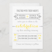 Moderne Typografie, gelb, grau Einladung (Vorne/Hinten)