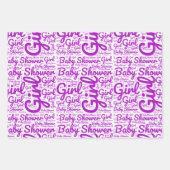 Moderne Typografie Girl Lila Script Baby Dusche Geschenkpapier Set (Vorderseite)