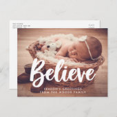 Moderne Typografie Glauben Holiday Foto Postkarte (Vorne/Hinten)