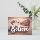 Moderne Typografie Glauben Holiday Foto Postkarte (Stehend Vorderseite)