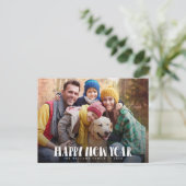 Moderne Typografie glücklich Neues Jahr Foto Postkarte (Stehend Vorderseite)
