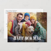 Moderne Typografie glücklich Neues Jahr Foto Postkarte (Vorne/Hinten)