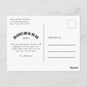 Moderne Typografie glücklich Neues Jahr Foto Postkarte (Rückseite)