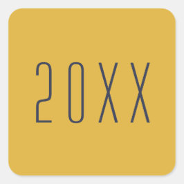 Moderne Typografie Gold Blue New Year Umschlag Auf Quadratischer Aufkleber