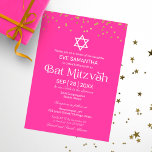 Moderne Typografie Gold Confetti Pink Bat Mitzvah Einladung<br><div class="desc">Moderne Typografie Gold Confetti Pink Bat Mitzvah Einladung</div>